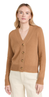Vince V-neck Dropped-shoulder Wool And Cashmere-blend Cardigan In Honey