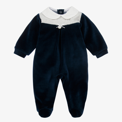 Babidu Boys Navy Blue Velour Babygrow