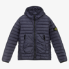 STONE ISLAND JUNIOR TEEN BOYS NAVY BLUE PUFFER JACKET