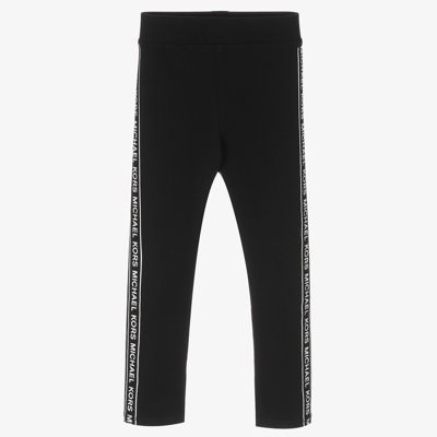 Michael Kors Logo Tape Stretch Cotton Leggings In Black