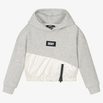 Dkny Kids' Logo-patch Pullover Hoodie In Grey