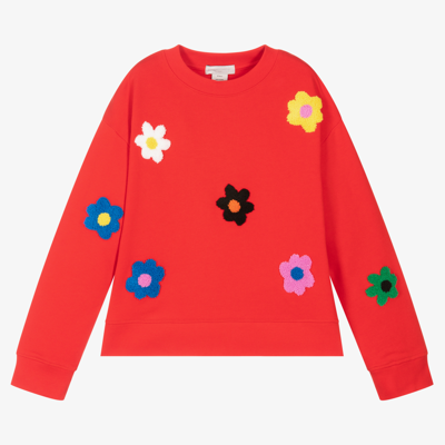 Stella Mccartney Kids Girls Teen Red Flower Sweatshirt