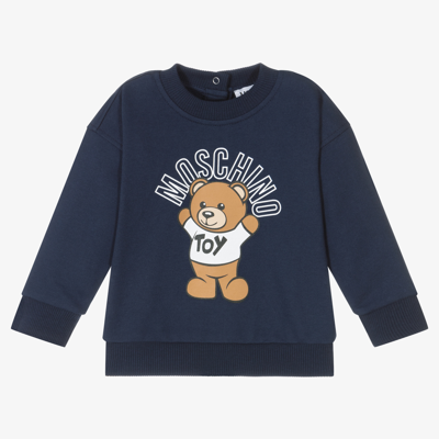 Moschino Baby Babies' Blue Cotton Logo Sweatshirt