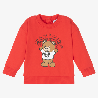 Moschino Baby Babies' Red Cotton Logo Sweatshirt