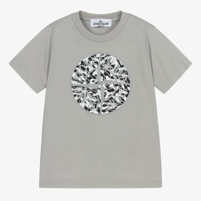 Stone Island Junior Kids' Boys Grey Cotton Logo T-shirt