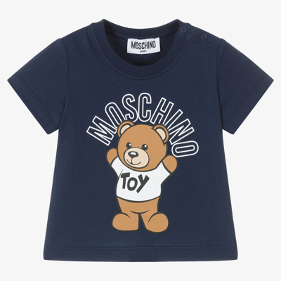 Moschino Baby Babies' Blue Cotton Teddy T-shirt
