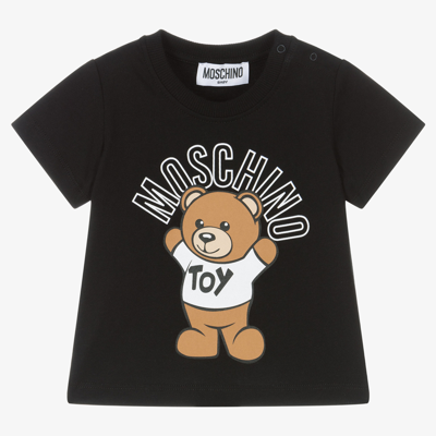 Moschino Baby Babies' Black Cotton Teddy T-shirt