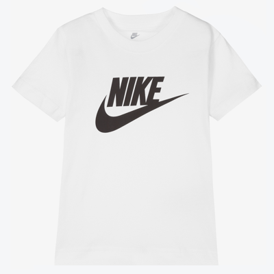 Nike Kids' Boys White Cotton Logo T-shirt