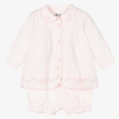 Sarah Louise Girls Pink Cotton Baby Shorts Set