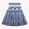 DOLCE & GABBANA GIRLS WHITE & BLUE MAJOLICA SKIRT