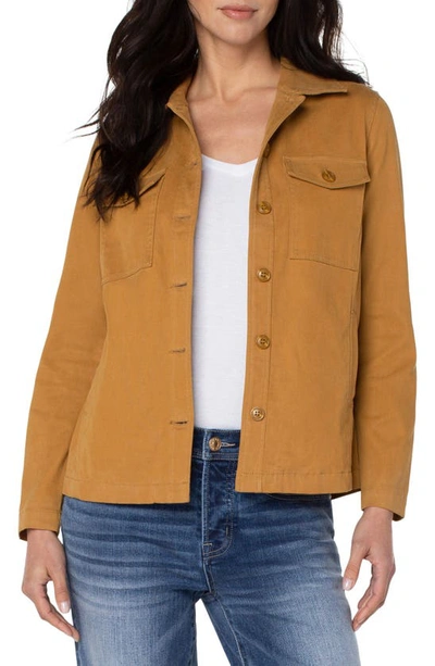 Liverpool Peplum Shacket In Dijon Gold