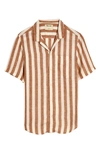 Madewell Easy Linen Short Sleeve Shirt In Warm Coffee