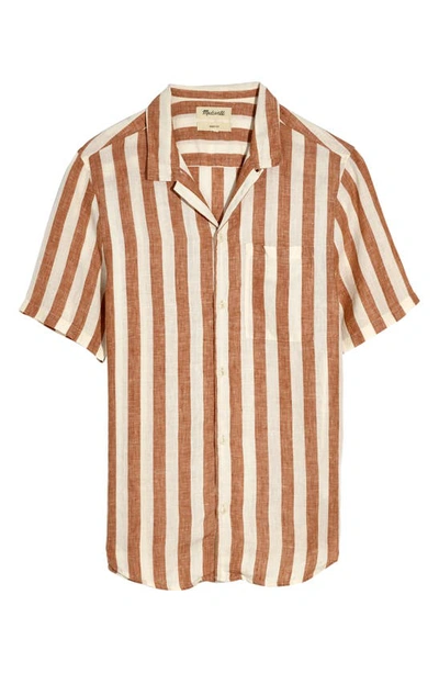 Madewell Easy Linen Short Sleeve Shirt In Warm Coffee