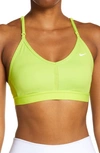 Nike Indy Mesh Inset Sports Bra In Atomic Green/ White