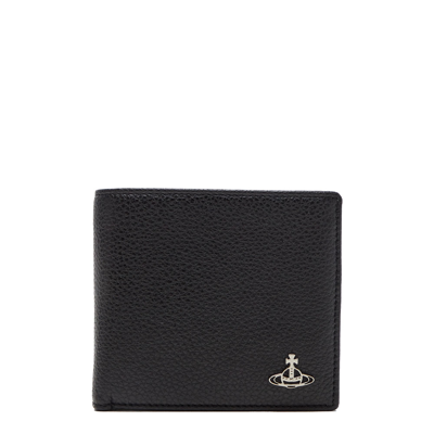 Vivienne Westwood Grain Leather Wallet In Black