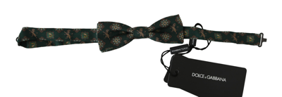 Dolce & Gabbana Green Lion Silk Adjustable Neck Papillon Bow Men's Tie