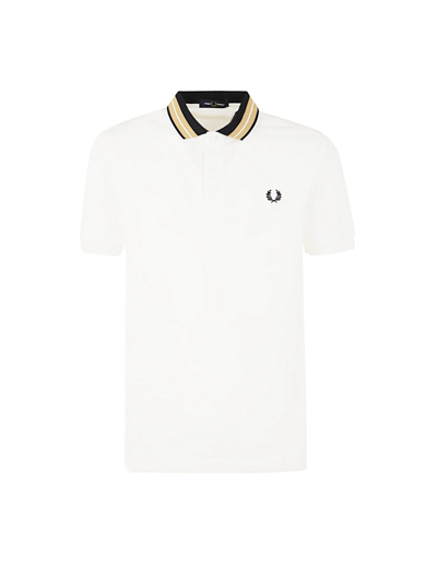 Fred Perry Tramline Tipped Polo Shirt In White
