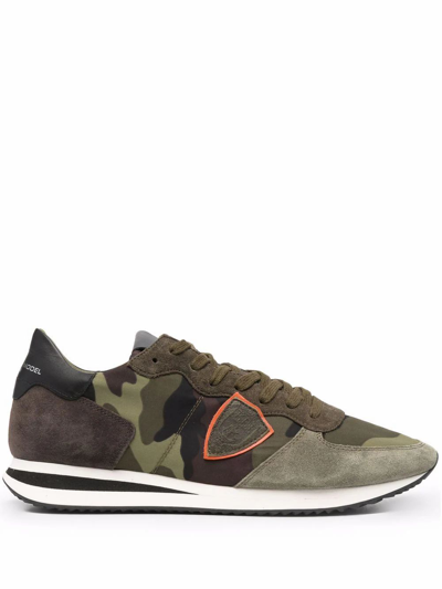 Philippe Model Men's Green Leather Sneakers