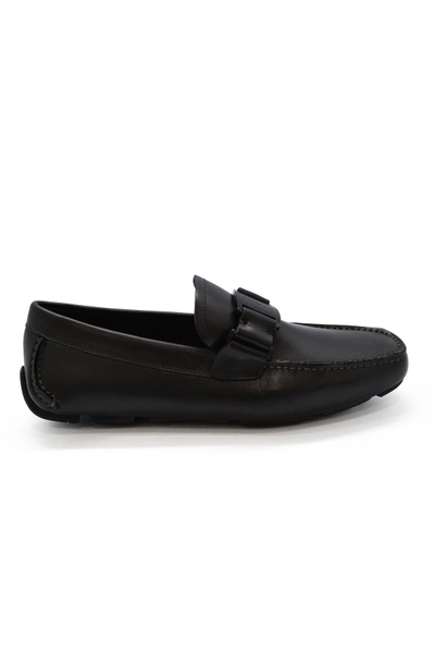 Ferragamo Vara Driver Loafers In Black