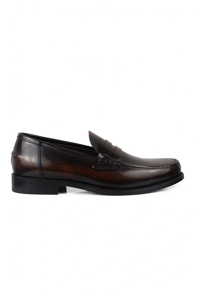 Alberto Luxury Shoes For Men   Brown Loafers In Shiny Brown Leather