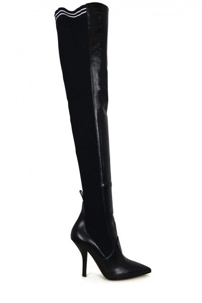 Fendi Stretch Leather Over-the-knee Boots In Black