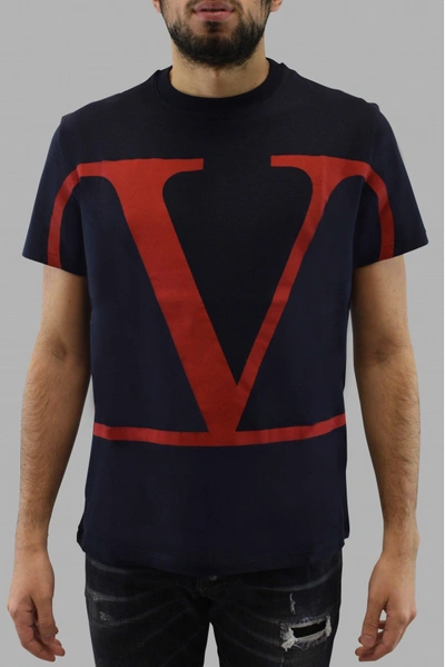 Valentino V Logo T-shirt In Blue