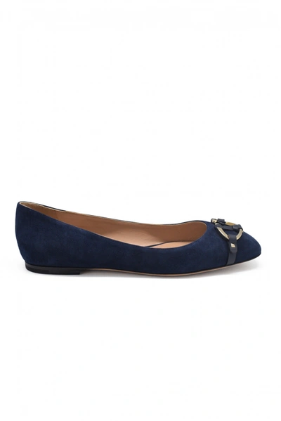 Valentino Garavani Suede Ballerine In Blue