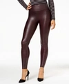 Spanx High-rise Faux-leather Leggings In Wine