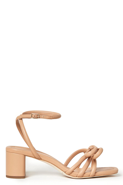 Loeffler Randall Mikel Leather Bow Mid-heel Sandals In Beige