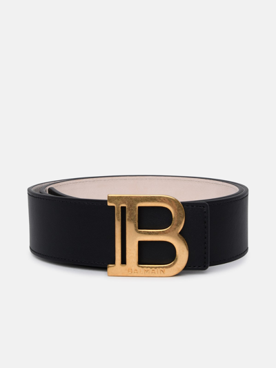 Balmain B-belt Leather Belt In Noir