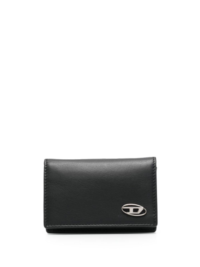 Diesel Logo-plaque Leather Wallet In Black