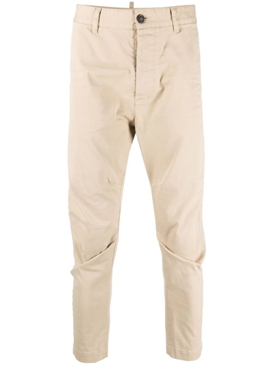 Dsquared2 Beige Medium Waist Trousers In Multicolor