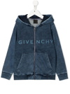 GIVENCHY LOGO-PRINT ZIPPED HOODIE