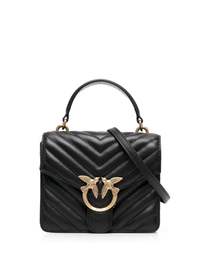 Pinko Logo-plaque Quilted Cross-body Bag In Black