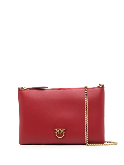 Pinko Logo-plaque Clutch Bag In Red