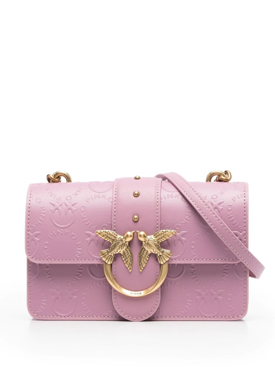Pinko Logo-plaque Leather Cross-body Bag In Pink