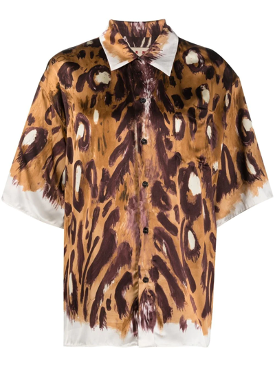 Marni Printed Satin Oversize Shirt In Multi