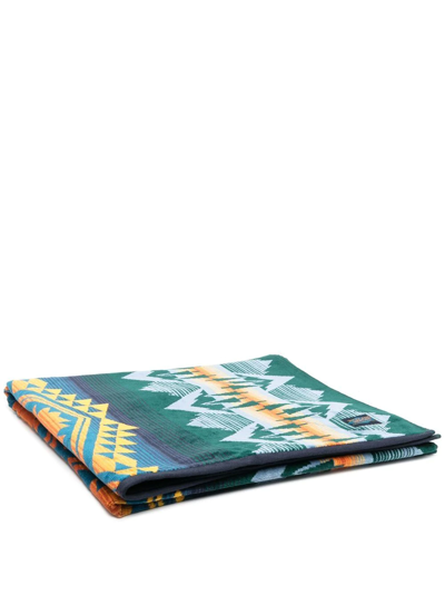 Pendleton Geometric Cotton Towel In Green