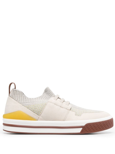 Loro Piana Multi-panel Leather Trainers In Neutrals