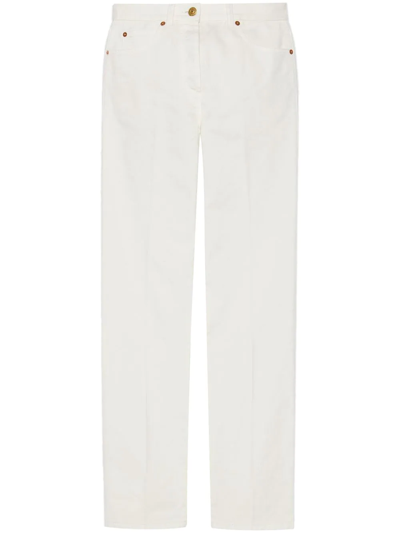 Gucci Horsebit Straight-leg Cotton Trousers In White