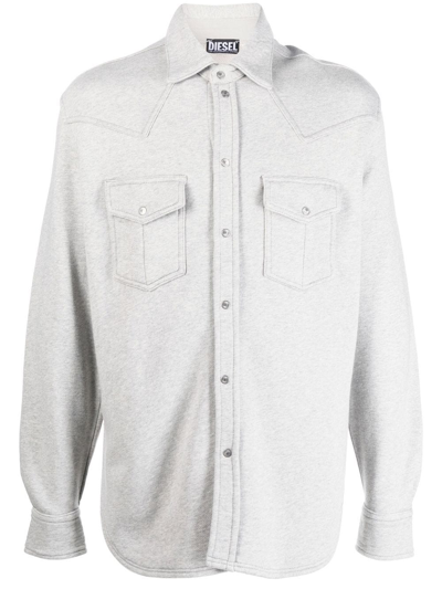 Diesel Front Press-stud Fastening Shirt In Grey