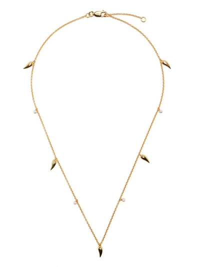 Rachel Jackson Studded Pearl Choker Necklace In Gold