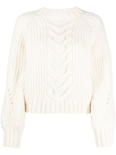 Ports 1961 Cable-knit Puff-sleeve Jumper In Neutrals