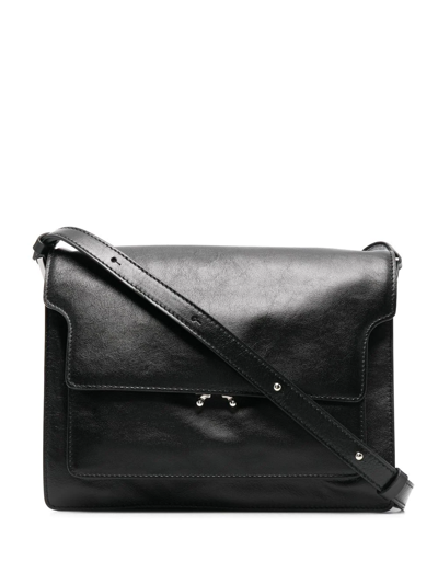 Marni Leather Messenger Bag In Black