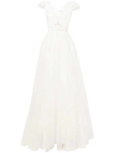 Jenny Packham Sequin-embellished Flared Tulle Gown In White