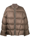 Rick Owens Zipped Padded Jacket In Brown