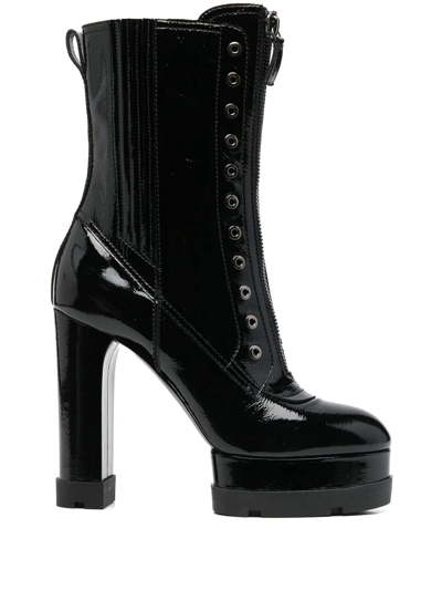 Casadei Nancy Zip-up Platform Boots In Black