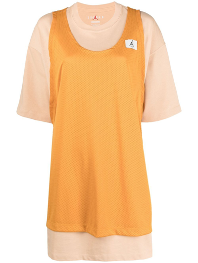 Nike Layered T-shirt Mini Dress In Orange