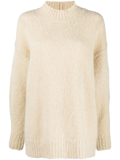 Isabel Marant Idol High-neck Mohair-blend Sweater In Beige