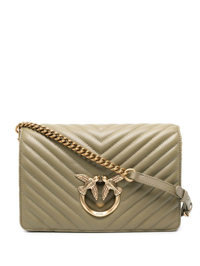 Pinko Love Click Classic Chevron Crossbody In Verde